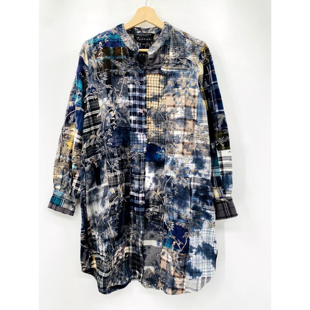 Bridge & Burn Upcycled Patchwork Embroidered Button Down Tunic